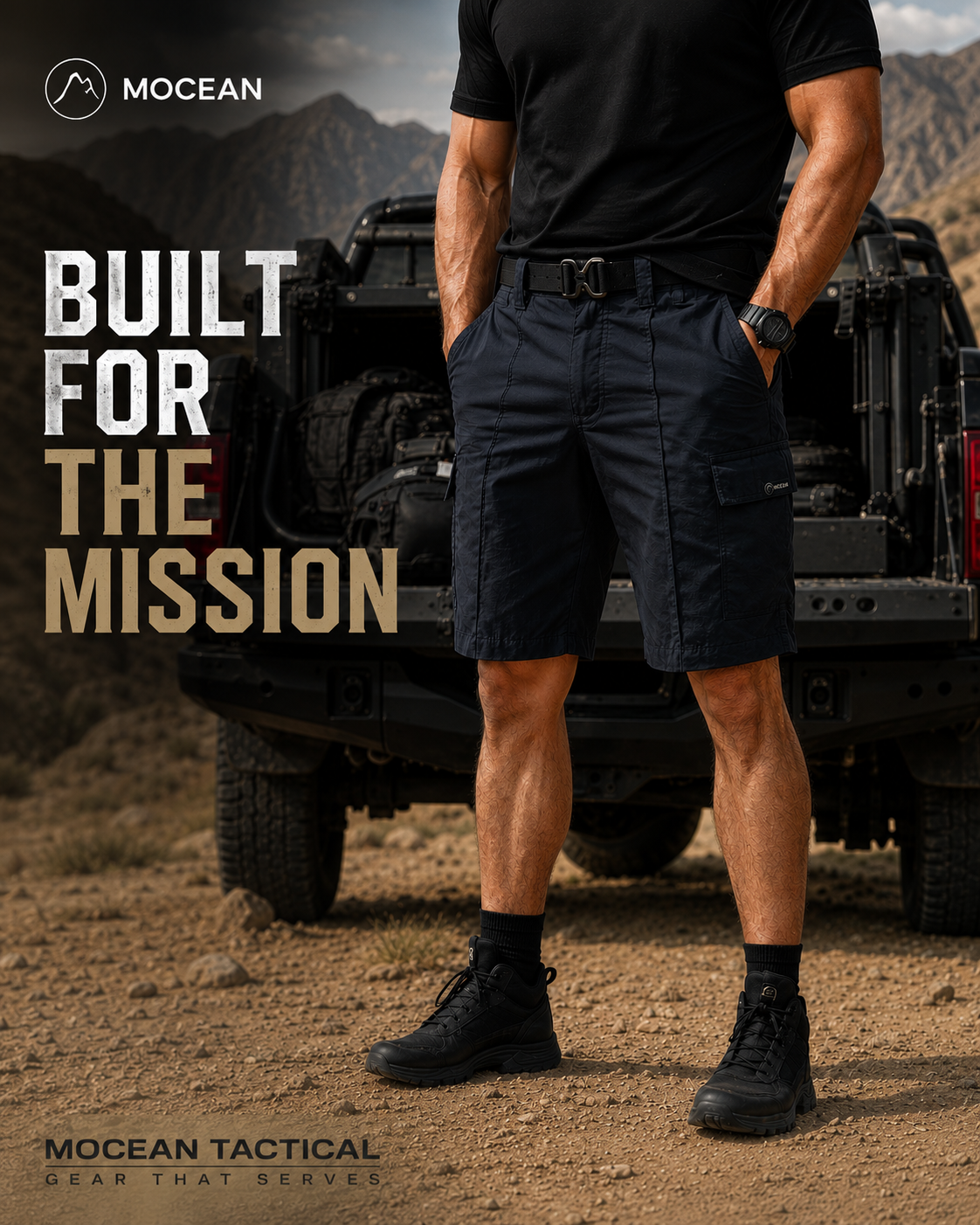 Mocean 1059 Patrol Tactical Short Quick-Dry for Cycling Lightweight Mens Cargo Shorts Stretchable Fabric Work Shorts for Men