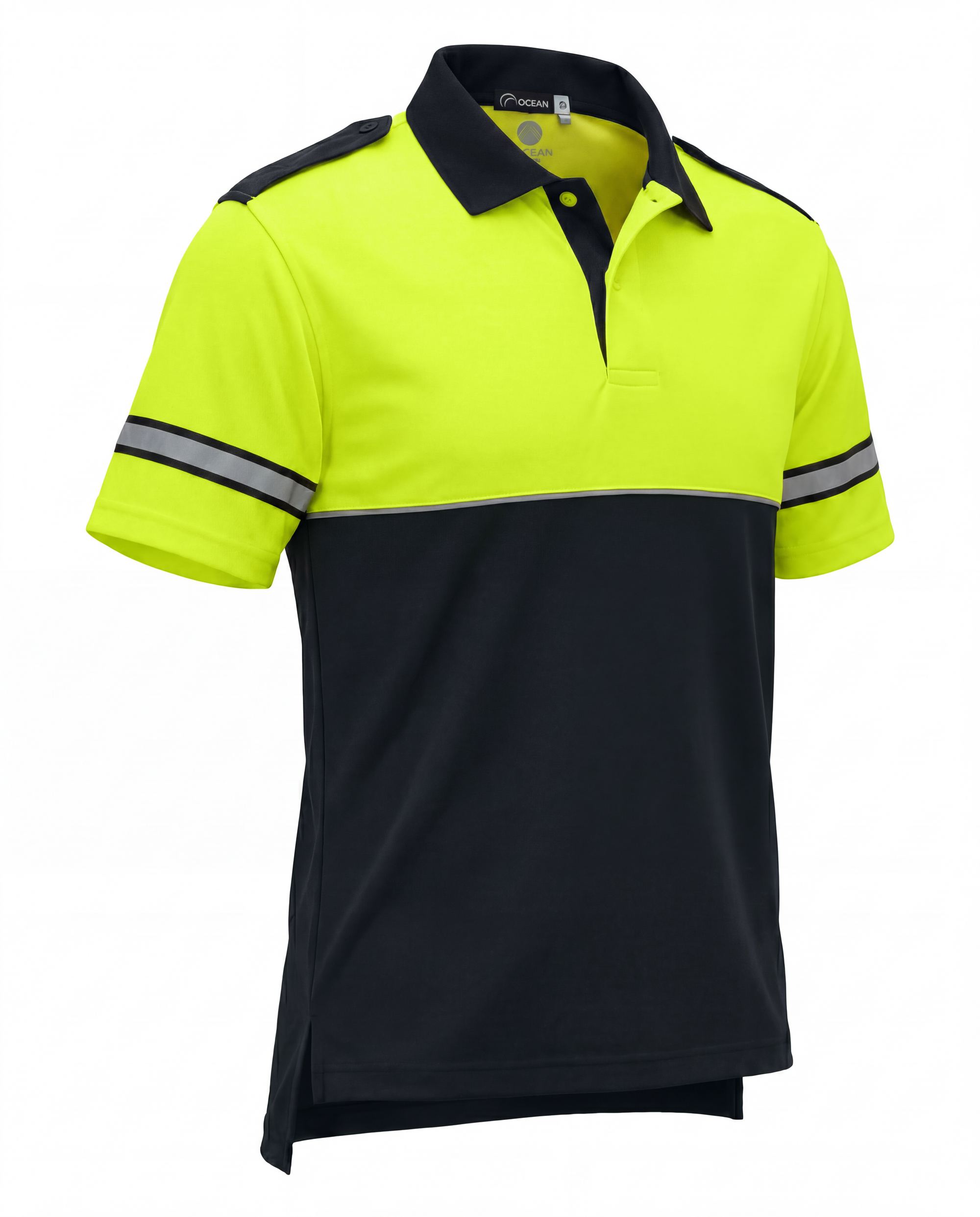 Mocean 354 Two-Tone Metro Piqué Polo Shirt, Hi Vis Shirts for Men, High Visibility Security Polo Shirt, Safety Shirts for Men