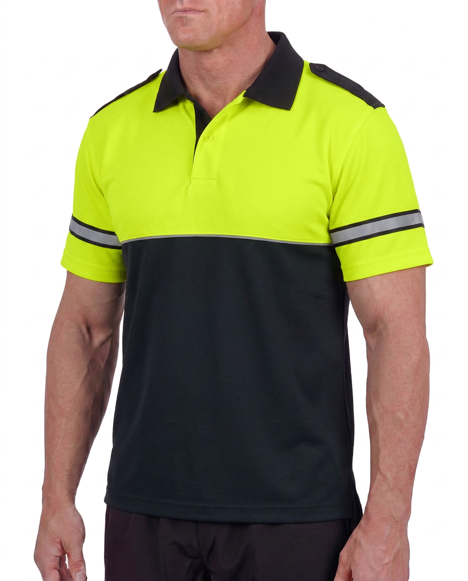 Mocean 354 Two-Tone Metro Piqué Polo Shirt, Hi Vis Shirts for Men, High Visibility Security Polo Shirt, Safety Shirts for Men