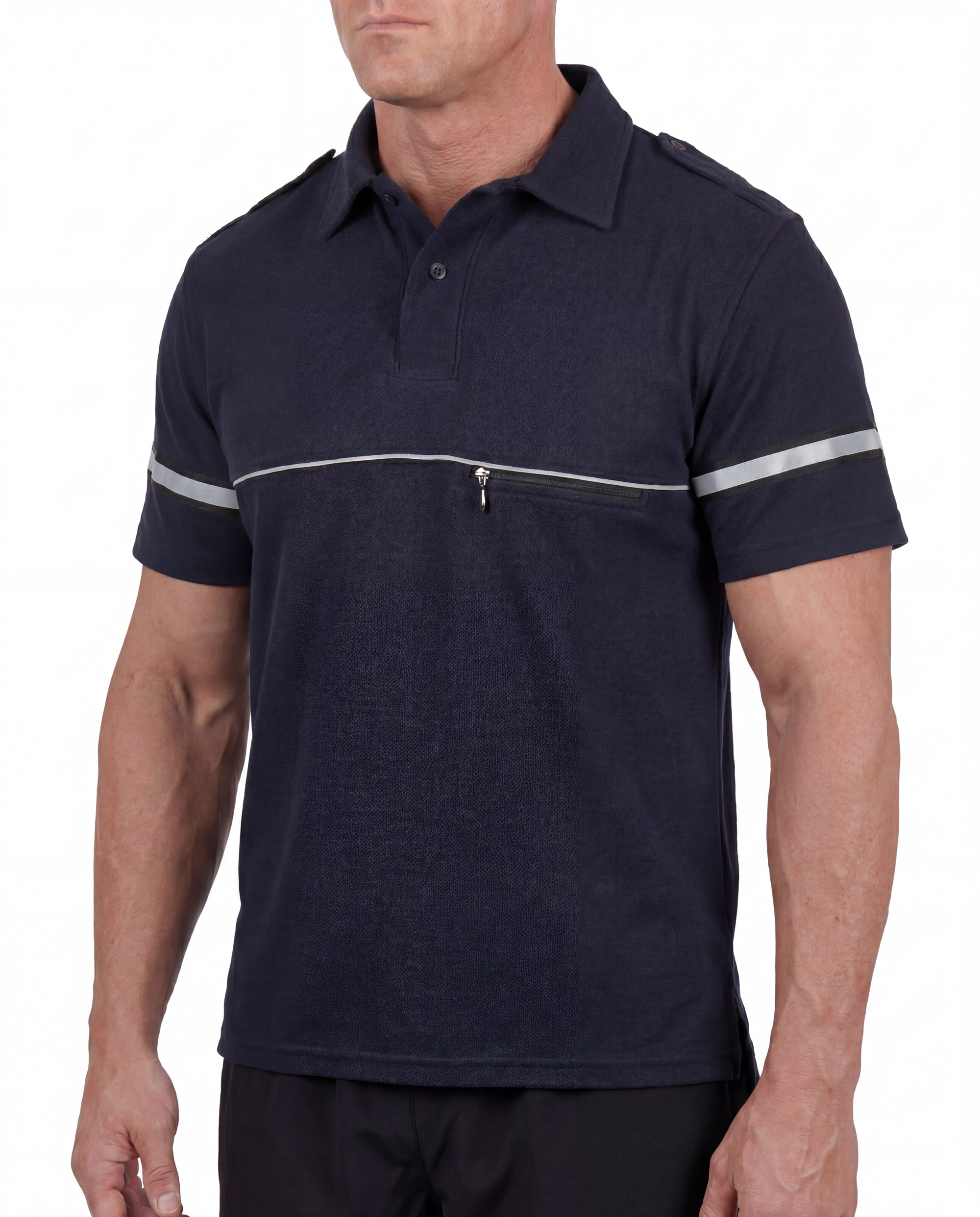 Mocean 354 Two-Tone Polo Safety Shirt for Men with Reflective Sleeves