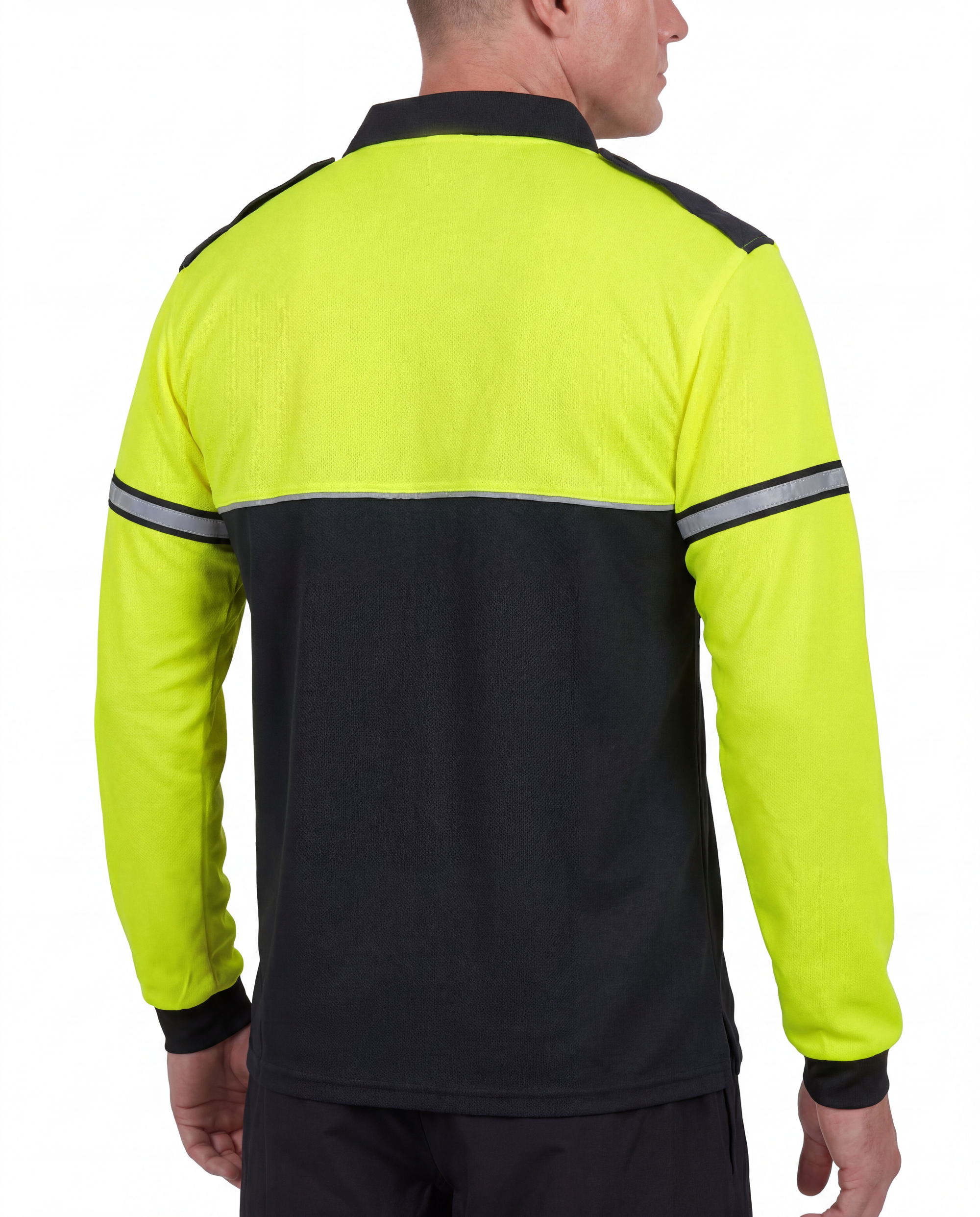 Mocean 355 Two-Tone Metro Piqué™ Long Sleeve Polo Shirts for Men Tactical, Reflective Shirts for Men & Collared Shirt for Men
