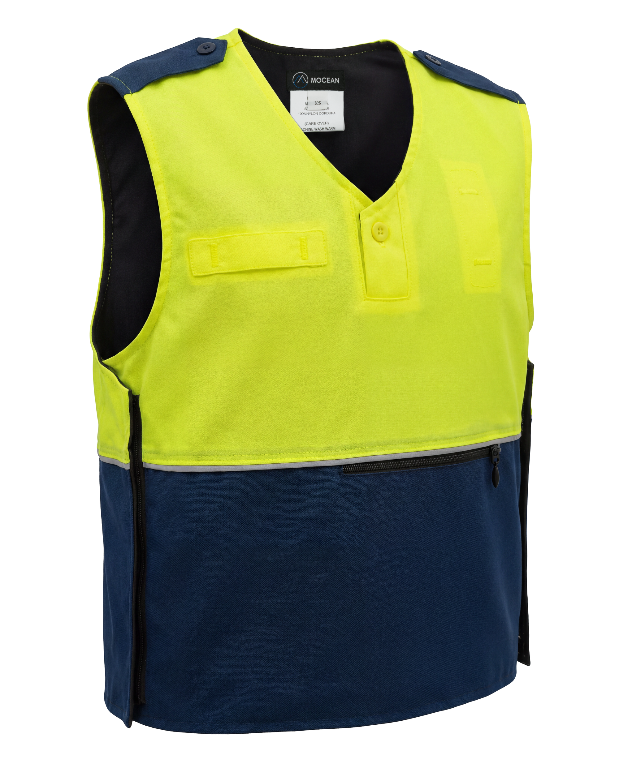 Mocean 0568 Cordura® External Vest Carrier Safety Vest for Men with Reflective Vest Piping, High Visibility Vest for Security