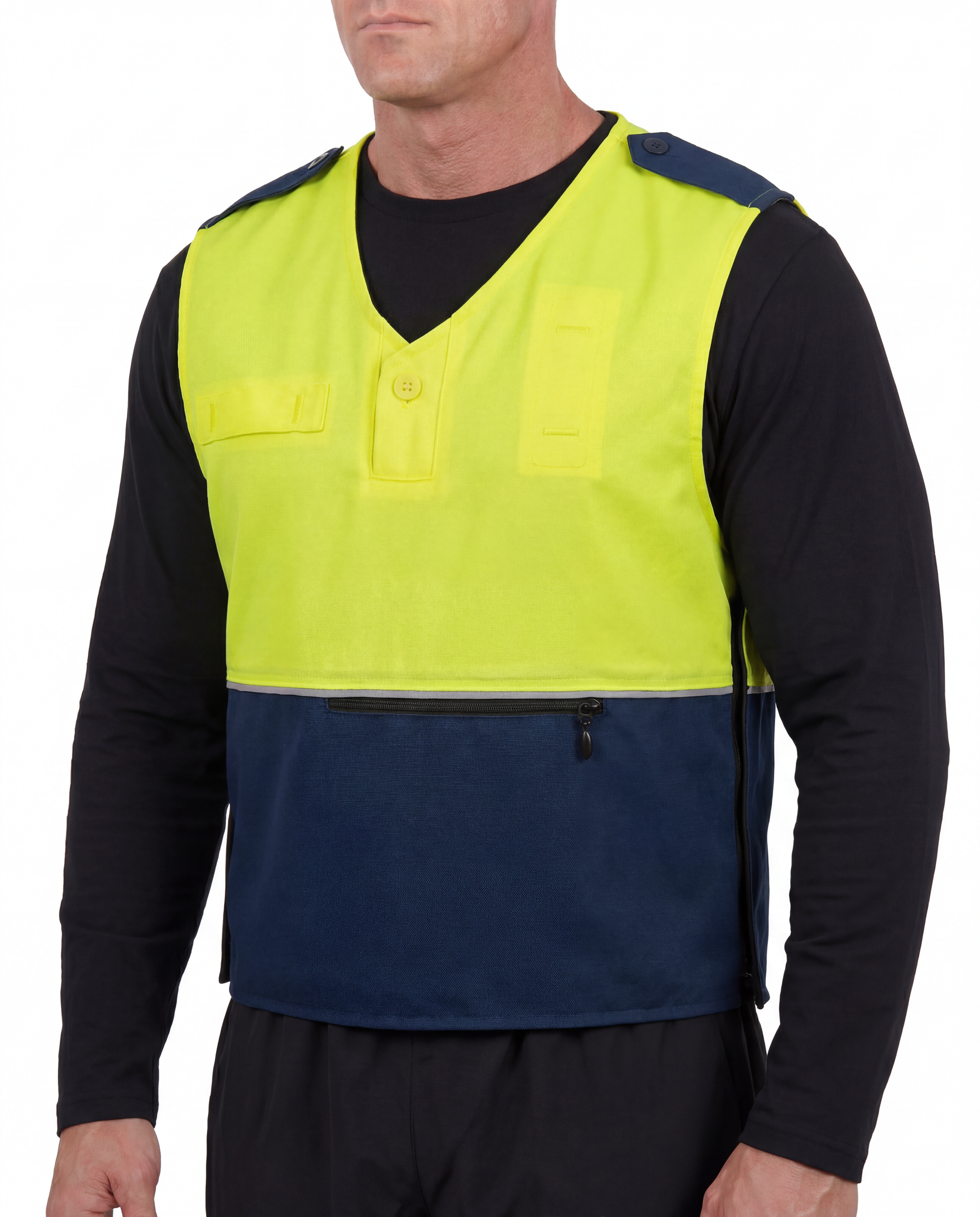 Mocean 0568 Cordura® External Vest Carrier Safety Vest for Men with Reflective Vest Piping, High Visibility Vest for Security