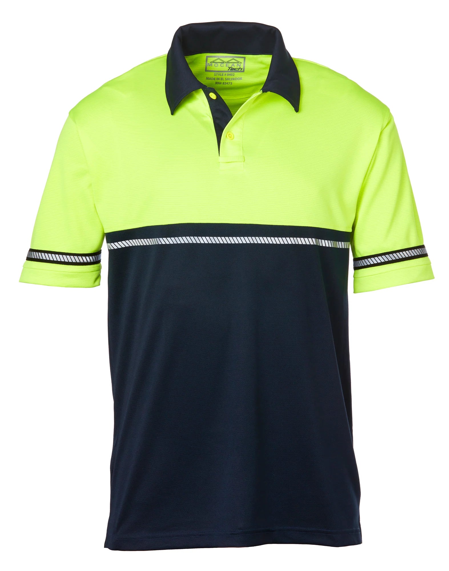 Mocean 402 Men’s Tech Mesh Polo Shirt Reflective Safety Uniform Tactical Shirt   Anti-Odor Hi Vis Shirts for Men