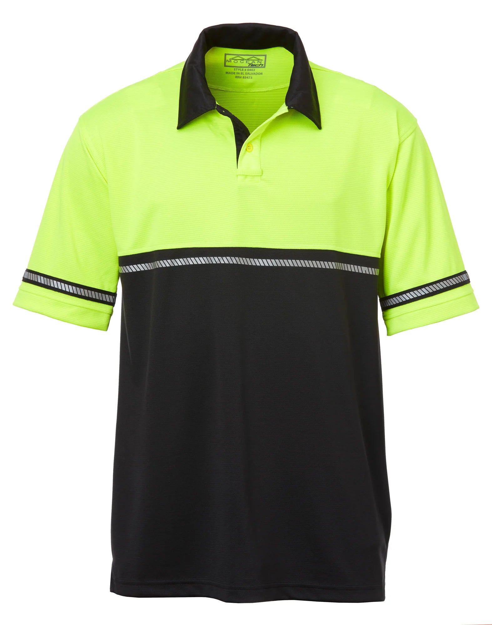 Mocean 402 Men’s Tech Mesh Polo Shirt Reflective Safety Uniform Tactical Shirt   Anti-Odor Hi Vis Shirts for Men